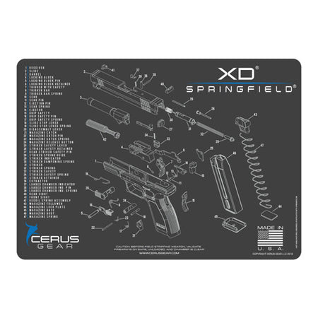 Springfield XD Striker-Fire Schematic Mat - Gray and Blue