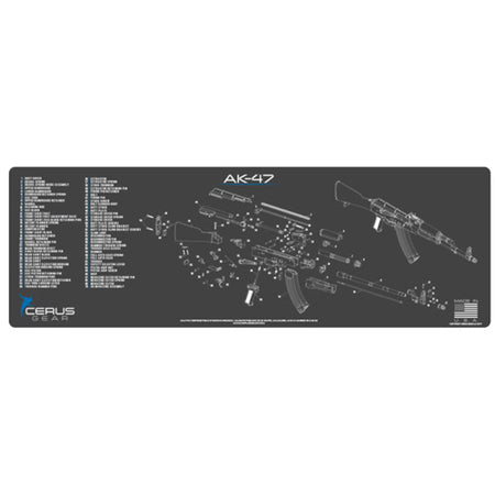 AK-47 Parts Diagram Schematic Cleaning Mat Gray Blue