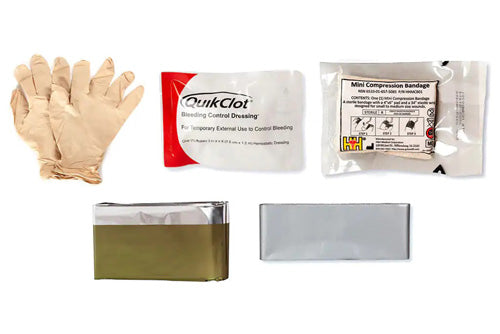 Micro Trauma Kit Essential Supplies Refill with QuikClot & Compression Dressing