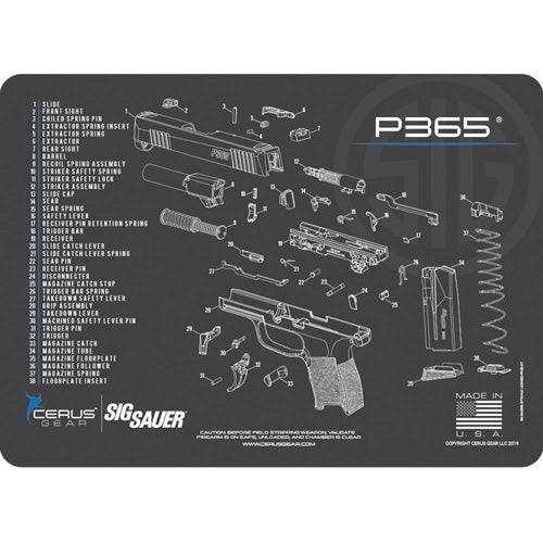 Officially Licensed SIG P365 Schematic Cleaning Mat - Gray