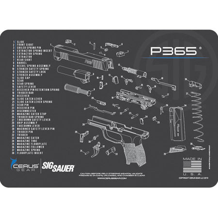 Officially Licensed SIG P365 Schematic Cleaning Mat - Gray