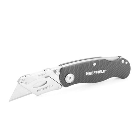 Sheffield Ultimate Lock Back Utility Knife Black Finish 6in Overall Aluminum Handle