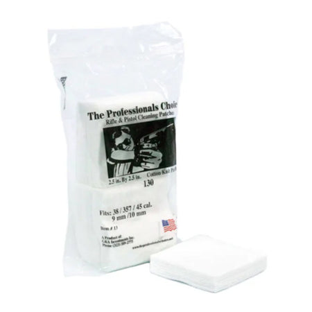Cotton Knit 2x2 Inch Cleaning Patches for .38/.357/9mm/10mm - 130-Count