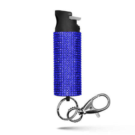Bling It On Blue Rhinestone Pepper Spray Keychain 16ft Range Guard Dog