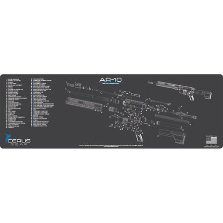 AR-10 Armorer Schematic Rifle Mat Gray Blue Accent