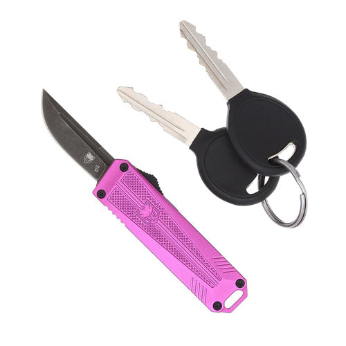 CobraTec California OTF Purple Drop Point Non-Serrated Pocket Knife