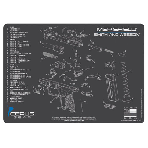 Smith & Wesson M&P Shield Cleaning Mat with Schematic - Grey