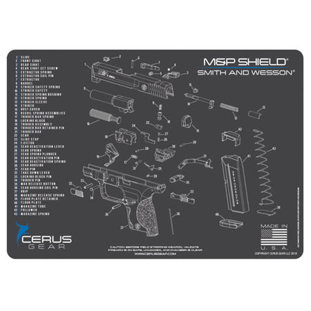 Smith & Wesson M&P Shield Cleaning Mat with Schematic - Grey
