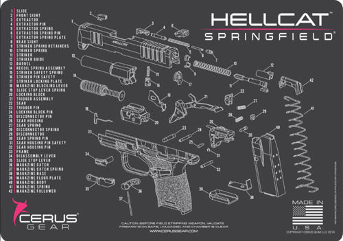 Springfield Hellcat Pink ProMat Schematic Gun Mat 12x17 Inch