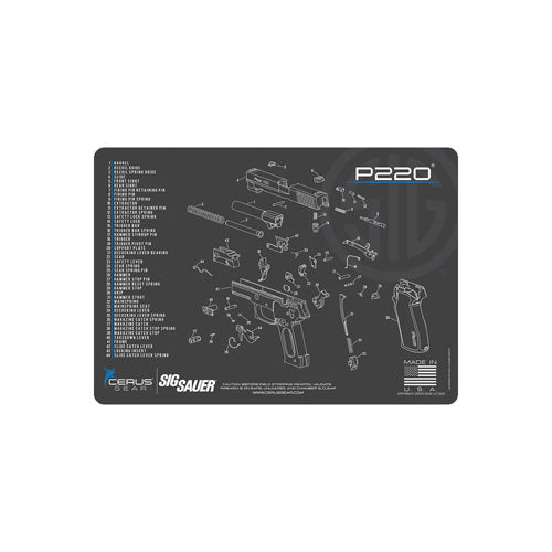 SIG P220 Schematic Handgun ProMat Gray 12x17 Inch