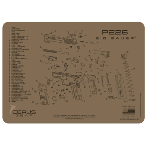 Sig Sauer P226 Cleaning Mat with Schematic - Coyote Tan