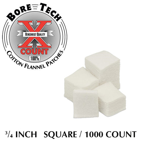 Bore Tech 3/4 Inch Square Firearm Cleaning Patches - Bag of 1000