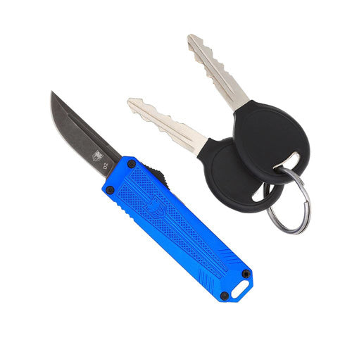 CobraTec California OTF Blue Drop Point Non-Serrated Pocket Knife