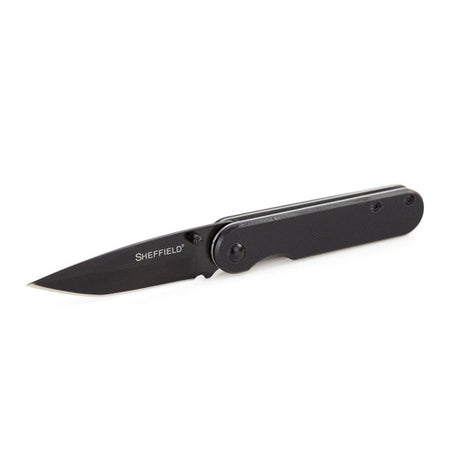 Sheffield Normandy 2.75in Tanto Assist Open Knife Black Oxide Blade G10 Handle