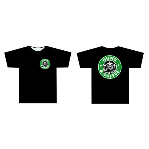 Men's Guns and Coffee Graphic T-Shirt Black Small