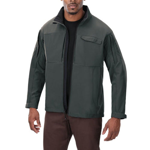 Medium Slate Grey Tactical Downrange Softshell Jacket Gusseted Panels