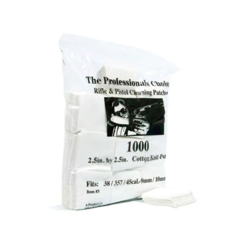 Cotton Knit 2.5x2.5 Inch Cleaning Patches for .38/.357/9mm/10mm - 1000-Count