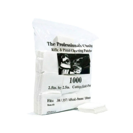 Cotton Knit 2.5x2.5 Inch Cleaning Patches for .38/.357/9mm/10mm - 1000-Count