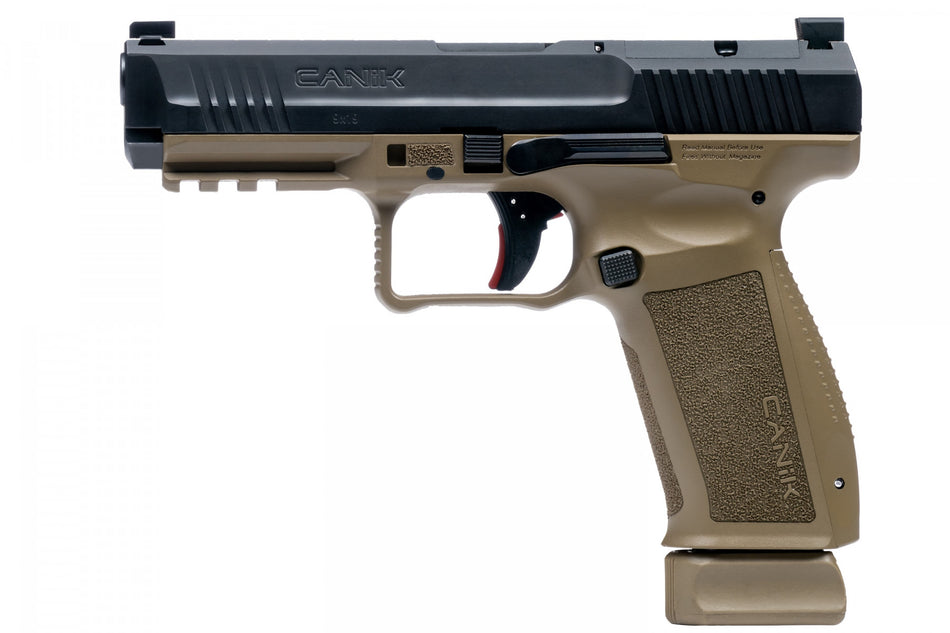 Canik HG5636N Mete SFT Full Size Frame 9mm Luger 20+1/18+1, 4.46" Black Match Grade Barrel, Black Nitride Serrated Steel Slide, Flat Dark Earth Polymer Frame w/Picatinny Rail, Ambidextrous