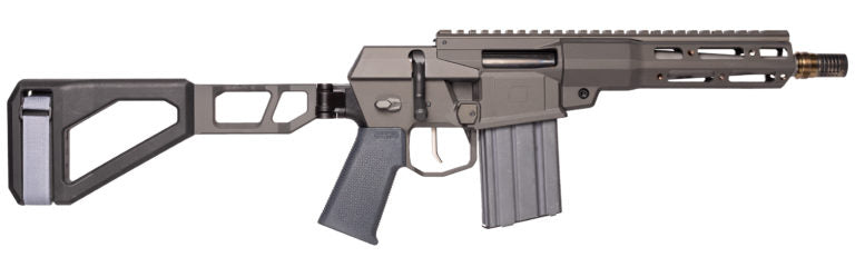 Q LLC MINIFIX300BLK8PST Mini Fix 300 Blackout 30+1 8" Black Anodized Tapered Threaded Barrel, Q-Sert Free-Float Handguards, Picatinny Rail Receiver, Black SBA3 Brace, Black Polymer Grips