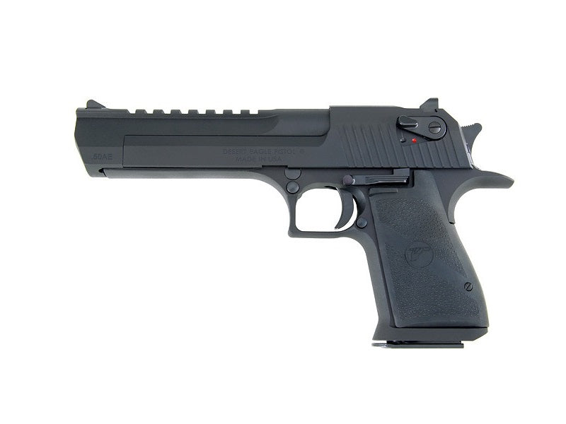 Magnum Research DE44 Desert Eagle Mark XIX 44 Rem Mag Caliber with 6" Picatinny Rail Barrel, 8+1 Capacity, Overall Black Finish Carbon Steel, Beavertail Frame, Serrated Slide & Rubber Grip