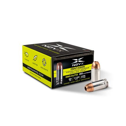 NovX Pentagon Monolithic Copper Hollow Point 80 Grain .380 ACP/Auto 1150 fps