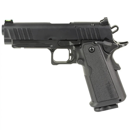 Tisas Arms 12500018 1911 DS Carry 9mm Luger 17+1 4.25" Black Cerakote Carbon Steel Serrated Slide, Black Cerakote Carbon Steel Frame w/Accessory Rail & Beavertail, Polymer Grip