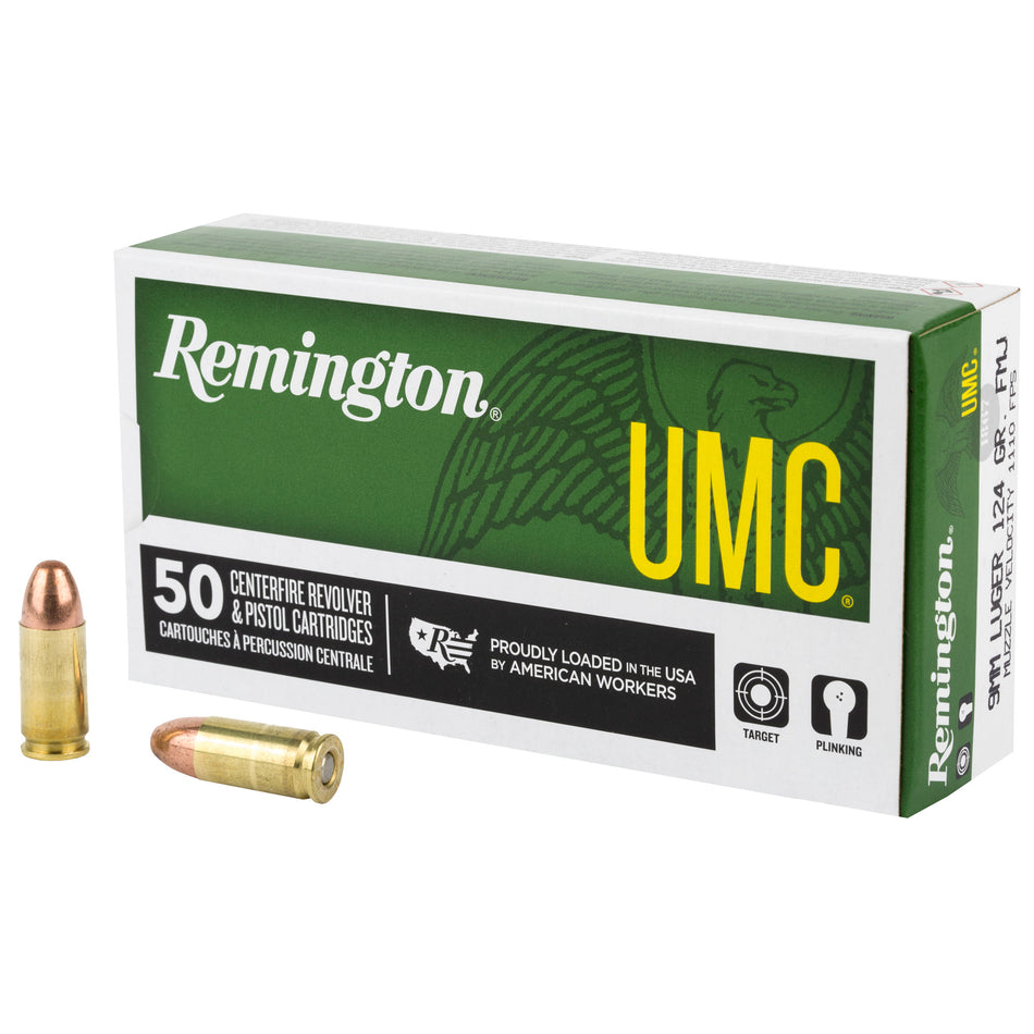 Remington 9mm Luger 23718 UMC FMJ Full Metal Jacket 124 Grain