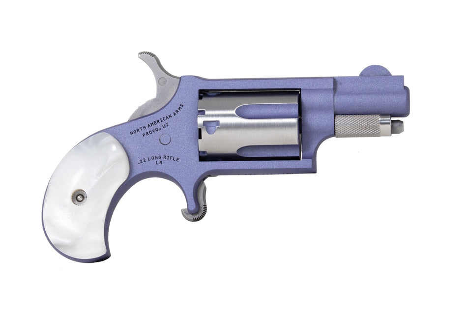 North American Arms 22LRORCHID Mini-Revolver 22 LR 5 Shot 1.13" Orchid Cerakote Stainless Steel Barrel & Frame, Orchid/Stainless Cylinder, White Pearlite Grip, Stainless Exposed Hammer