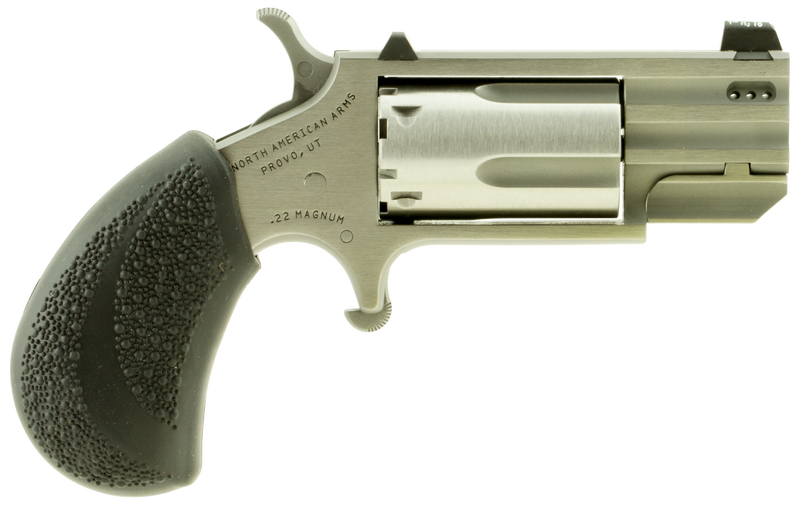 North American Arms PUGDP Pug 22 WMR 5 Shot 1" Stainless Steel Ported Barrel, Stainless Steel Frame, Stainless Cylinder, Black Polymer Grip, Exposed Hammer