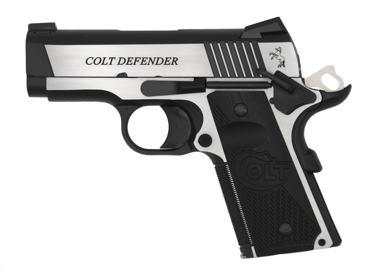 Colt Mfg O7080CE Combat Elite Commander Compact Frame .45 ACP 8+1, 3" Stainless Steel Barrel, Two-Tone Serrated Stainless Steel Slide & Frame w/Beavertail, Black Scalloped G10 Grip, Ambidextrous