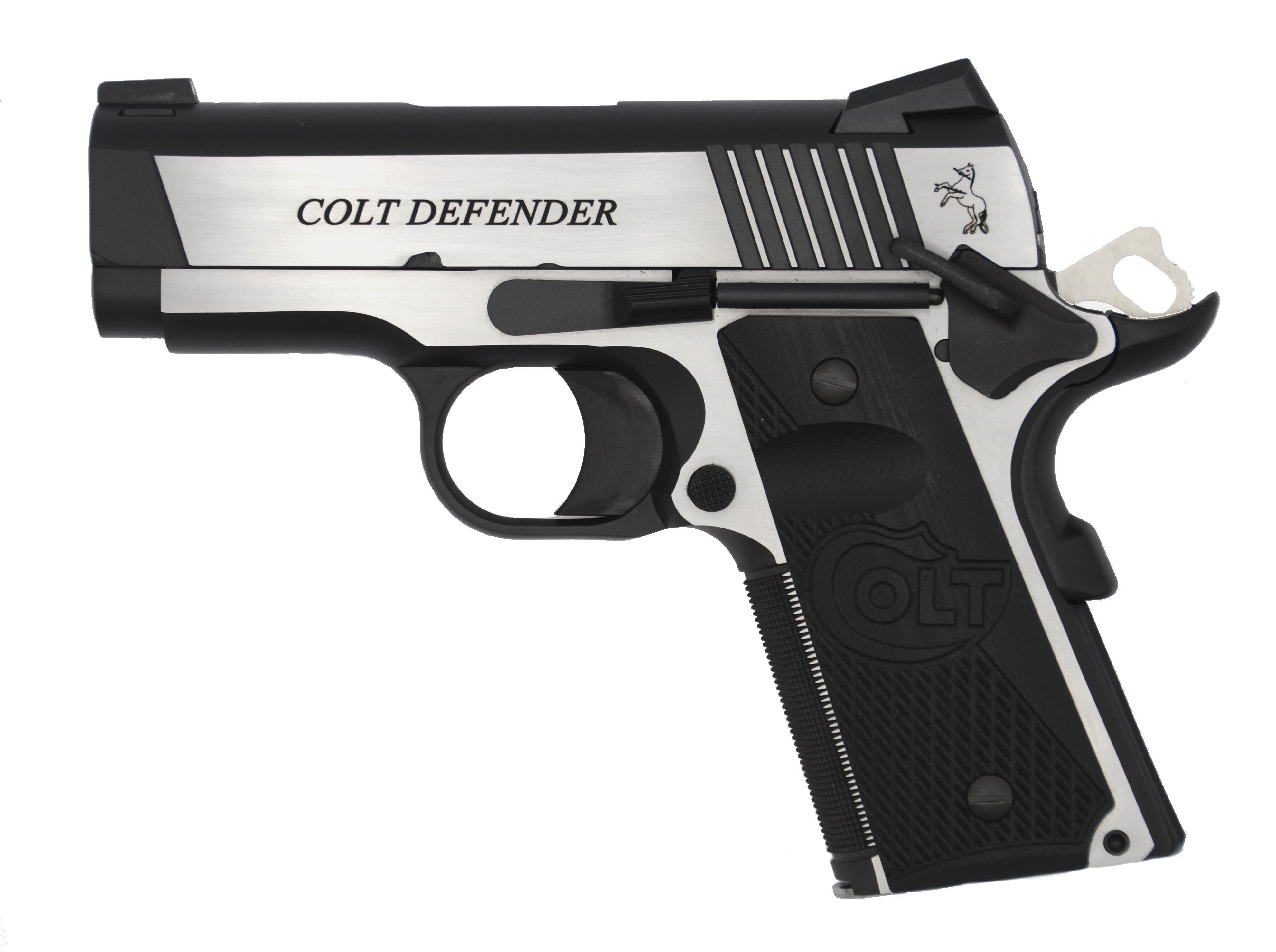 Colt Mfg O7080CE Combat Elite Commander Compact Frame .45 ACP 8+1, 3" Stainless Steel Barrel, Two-Tone Serrated Stainless Steel Slide & Frame w/Beavertail, Black Scalloped G10 Grip, Ambidextrous