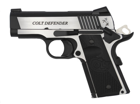 Colt Mfg O7080CE Combat Elite Commander Compact Frame .45 ACP 8+1, 3" Stainless Steel Barrel, Two-Tone Serrated Stainless Steel Slide & Frame w/Beavertail, Black Scalloped G10 Grip, Ambidextrous