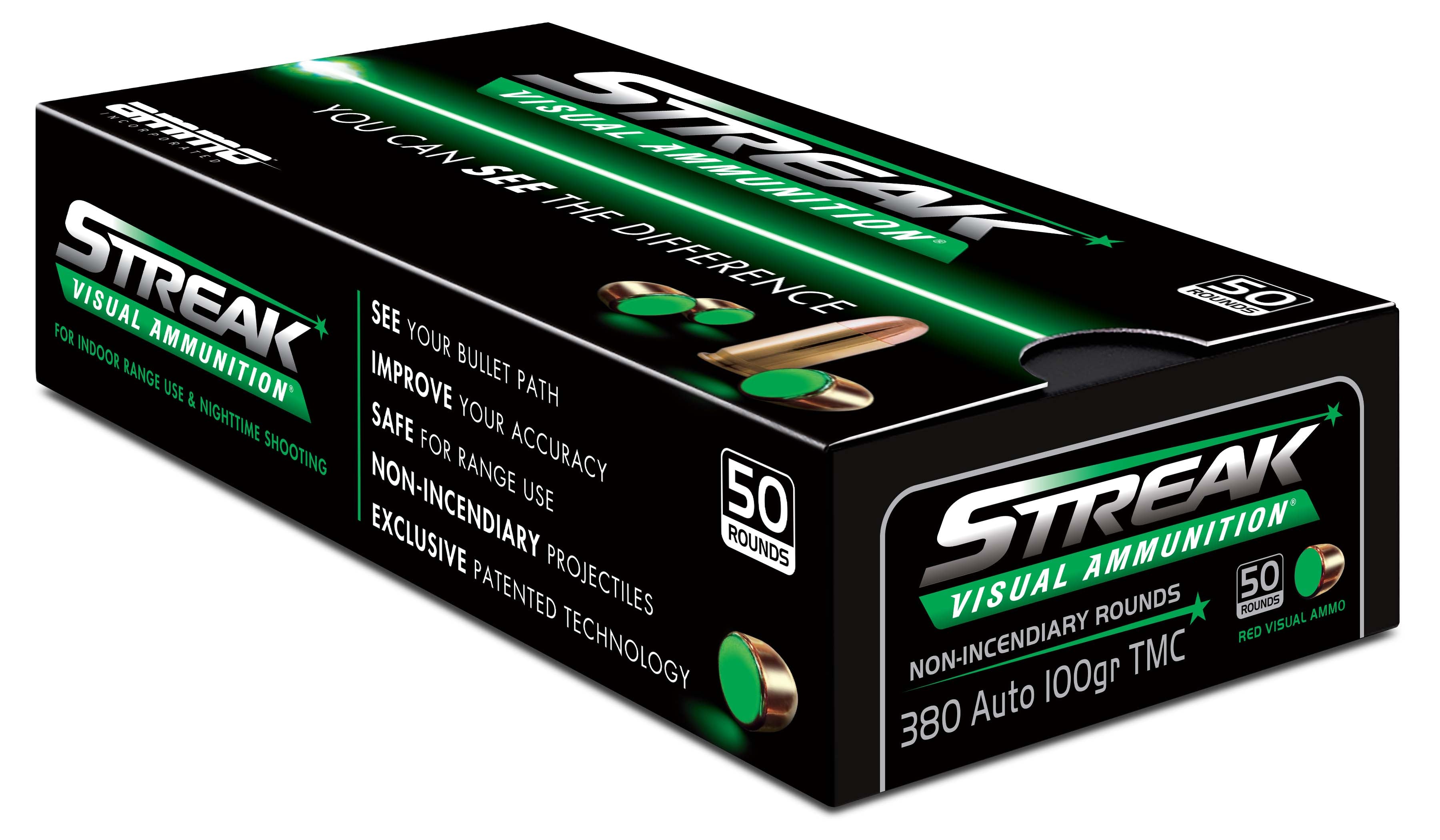 Ammo Inc STREAK AMO 380 AUTO 100GR TMC GREEN