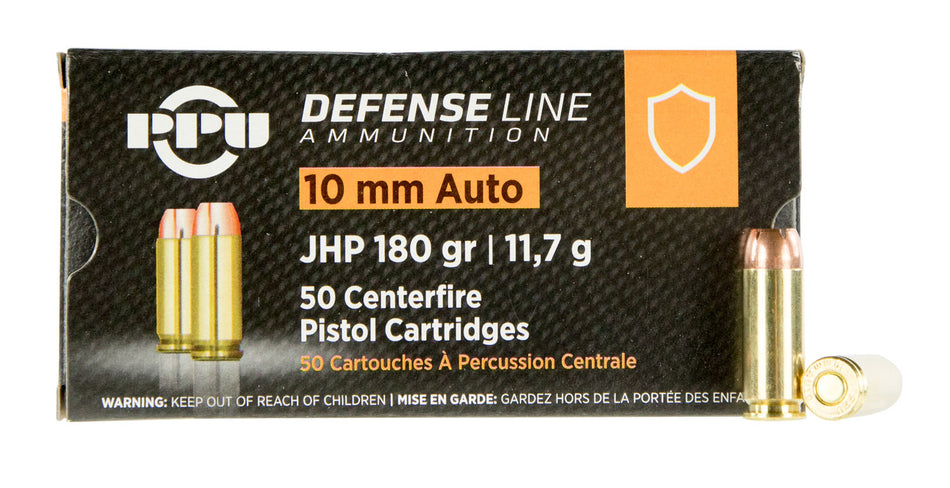 Prvi Partizan Handgun Defense 10mm Auto 180 grain Jacketed Hollow Point ammunition