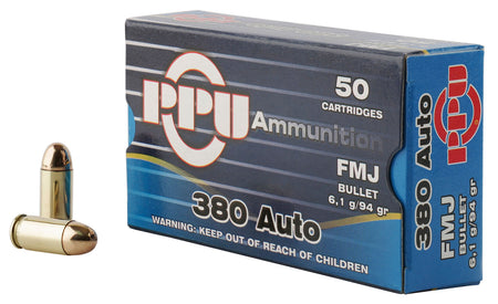 Prvi Partizan (PPU) PPH380AF Handgun 380 ACP 94 gr Full Metal Jacket (FMJ)