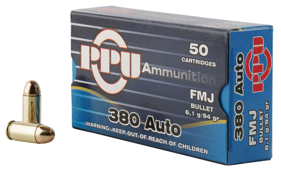Prvi Partizan (PPU) PPH380AF Handgun 380 ACP 94 gr Full Metal Jacket (FMJ)