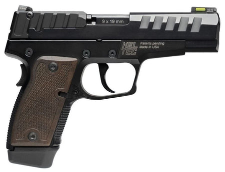 Kel-Tec P15MBLK P15 9mm Luger 15+1 4" Black Steel Barrel, Black Nitride Serrated Steel Slide, Black Anodized Aluminum Frame, American Walnut Grip, Ambidextrous
