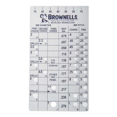 Brownells Screw Chek'r Thread Size Checker 050806017573