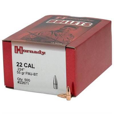 22 Caliber (0.224") 55gr FMJBT with Cannelure Rifle Bullets
