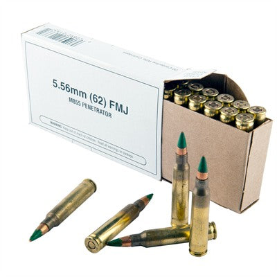 Winchester USA White Box M855 5.56x45mm NATO 62 grain Full Metal Jacket ammunition
