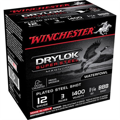 Winchester Drylok Super Steel Magnum Shotgun Ammo 12 Gauge 3 in 1-1/4 oz BBB