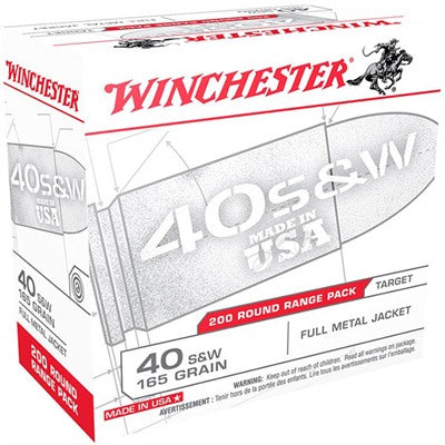 Winchester USA Range Pack Full Metal Jacket 165 Grain .40 S&W 1060 fps
