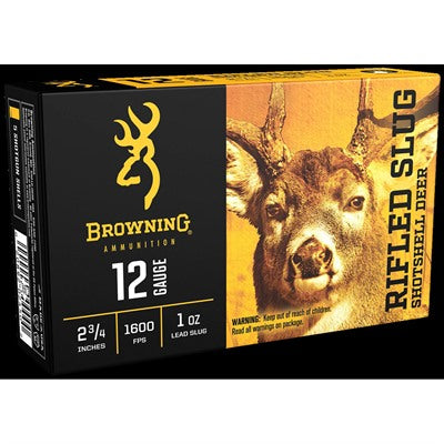 Browning Shotshell Deer Rifled Slug Shotgun Ammo 12 Gauge 2.75 in 1 oz Slug