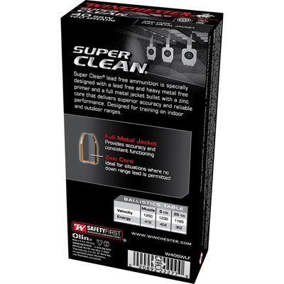 Winchester Super Clean Lead Free Full Metal Jacket 120 Grain .40 S&W 1250 fps