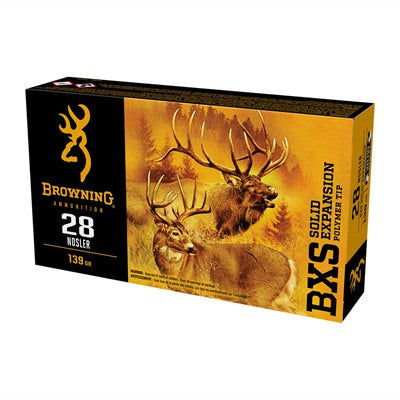 Browning BXS Copper Expansion .28 Nosler 139 grain Lead Free Solid Expansion Polymer Tip ammunition