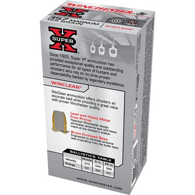 Winchester Super X .357 Magnum 125 grain Winclean Brass Enclosed Base ammunition