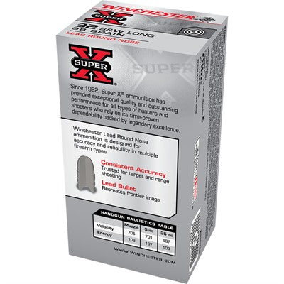 Winchester SUPER-X .32 S&W Long 98 grain Lead Round Nose ammunition