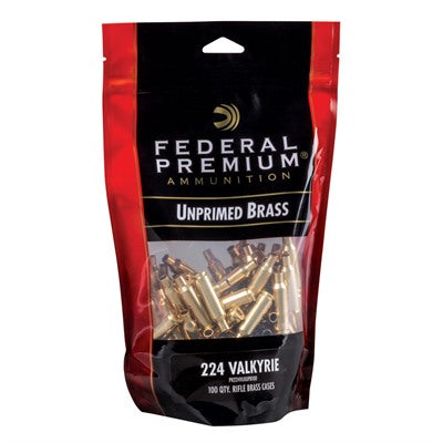 Federal Unprimed Bagged Brass Cases 224 Valkyrie 100/Bx