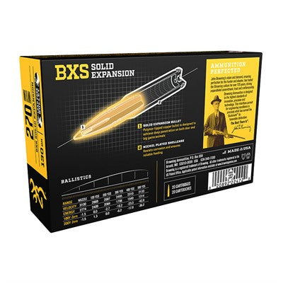 Browning BXS Copper Expansion .270 Winchester 130 grain Lead Free Solid Expansion Polymer Tip ammunition